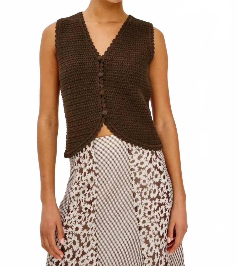 NEW RAILS calypso sleeveless knit vest in espresso